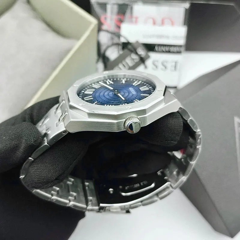 Guess Asset Blue Sunray Dial Silver-tone Men's Watc- GW0575G4